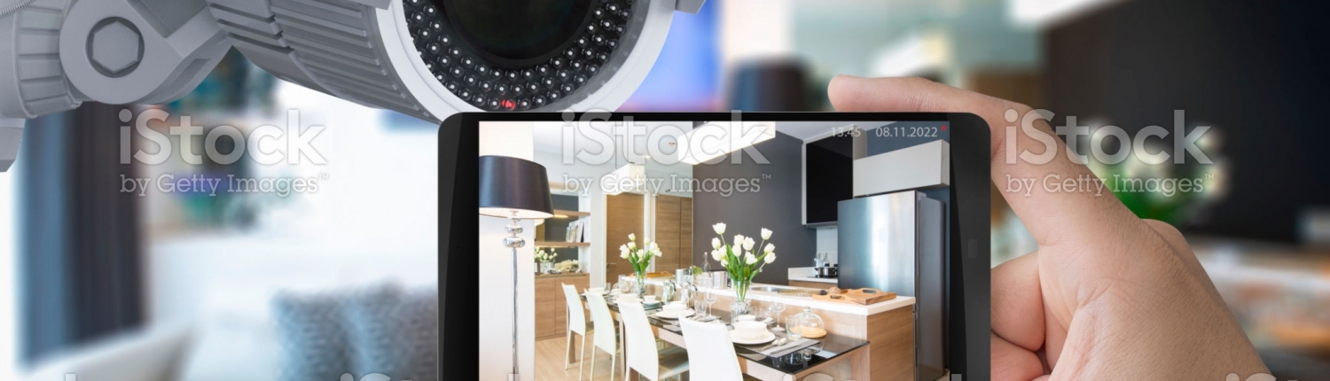 hand holding 3d rendering mobile connect with security camera