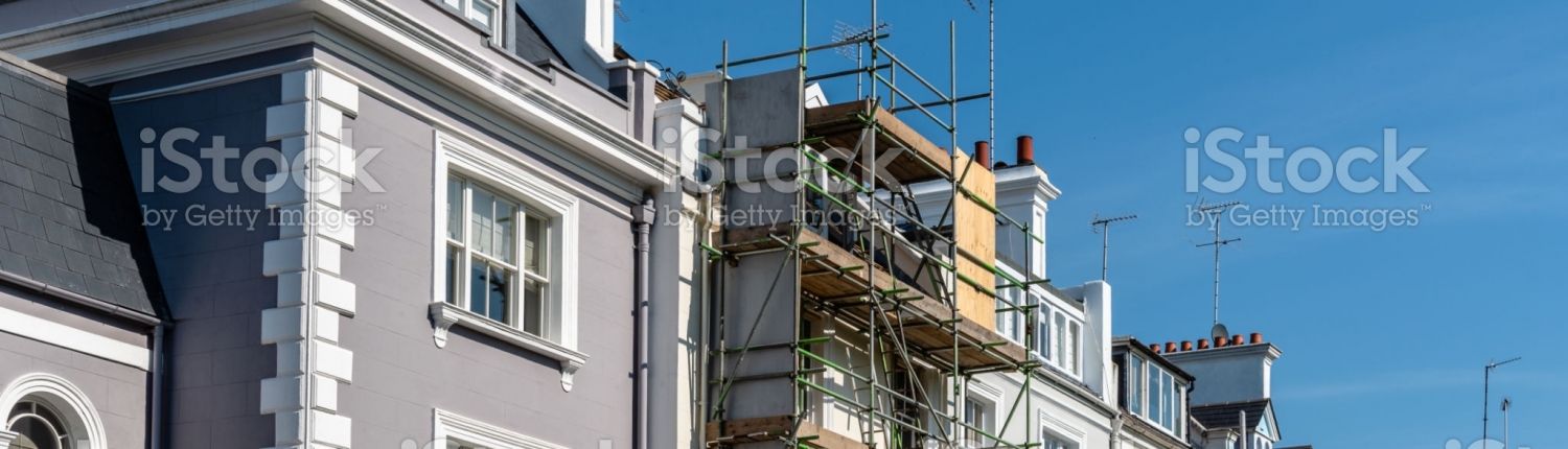 Colourful townhouses in Notting Hill, London, England UK